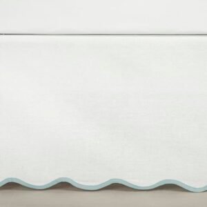 Lush Decor Coastal Chic Scallop Edge Linen Textured Bed Skirt Blue