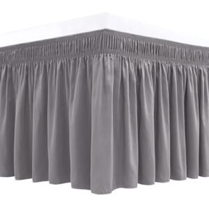 Biscaynebay Wrap Around Bed Skirts for Queen Size Beds Long Drop of 18