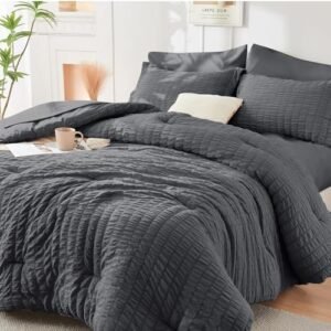 HYMOKEGE Queen Comforter Set Seersucker 7 Pieces