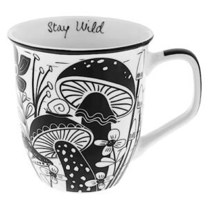 Karma Gifts 14 oz Black and White Boho Mug Mushroom