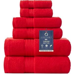 COZYART Red Bath Towels Set for Bathroom Soft