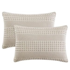 PHF 100% Cotton Waffle Pillow Shams Standard Size