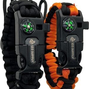 Adjustable Paracord Bracelet Compass Hiking Survival Whistle Loud